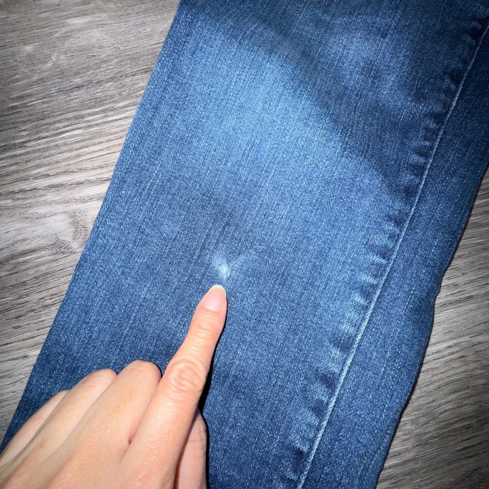 Paige Hoxton Slim Crop Jeans 28 Blue High Rise Raw Hem Designer Denim Casual - Picture 7 of 7